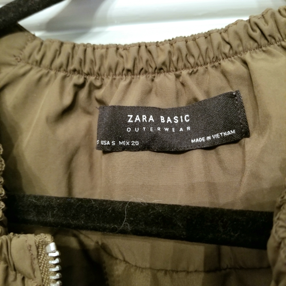 Zara Basic Army Green Zip-Up Jacket - image 4